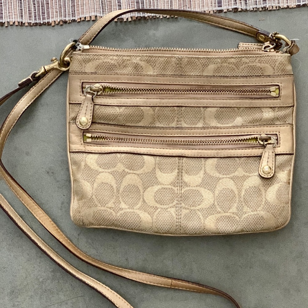 Metallic gold Coach Crossbody Purse - Picture 1 of 3